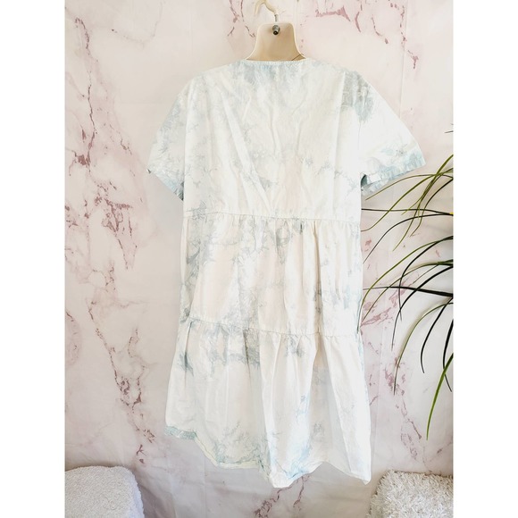 Madewell Tie-Dye Button-Front Short-Sleeve Tiered Mini Dress size medium - Picture 4 of 7